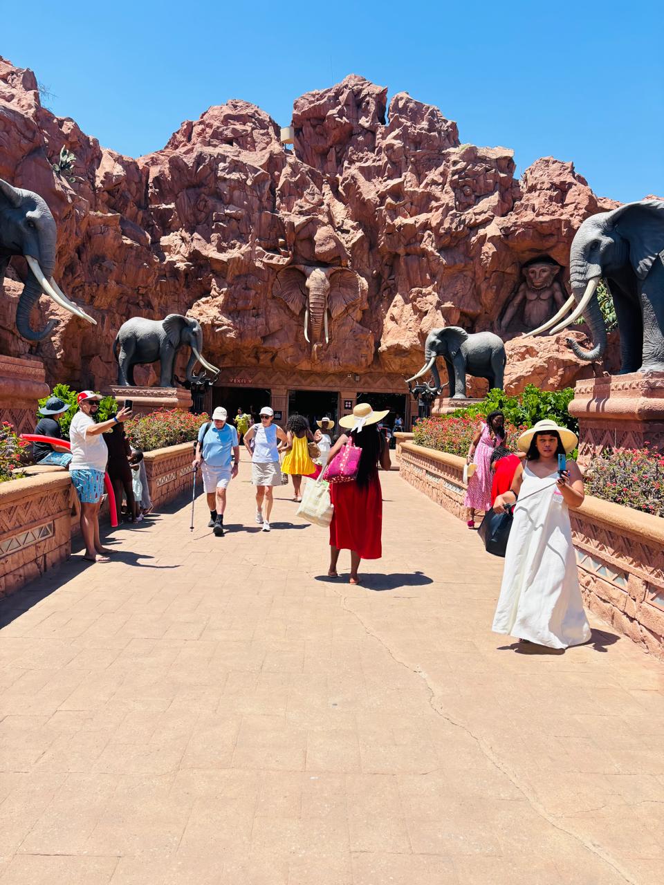 Guests walking through the Bridge of Time on a local South African escape